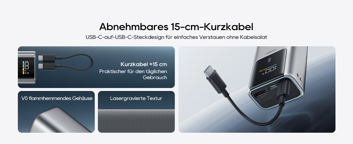 Повербанк CUKTECH 10 Mini 45W 10000mAh з LED-дисплеєм, портативний зовнішній акумулятор USB-C для iPhone 16 15 14 13 12, Samsung S23, iPad
