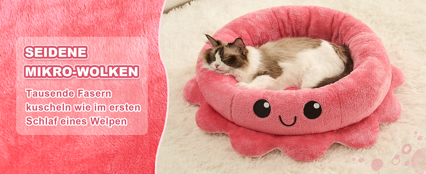 Кругле ліжко для собак та котів XL, рожево-червоне, Boho стиль, з м'яким знімним подушечкою, ліжко-антистрес для великих собак