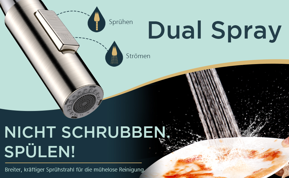 Змішувач кухонний FORIOUS чорного кольору з висувною лійкою, поворотний на 360°, нержавіюча сталь