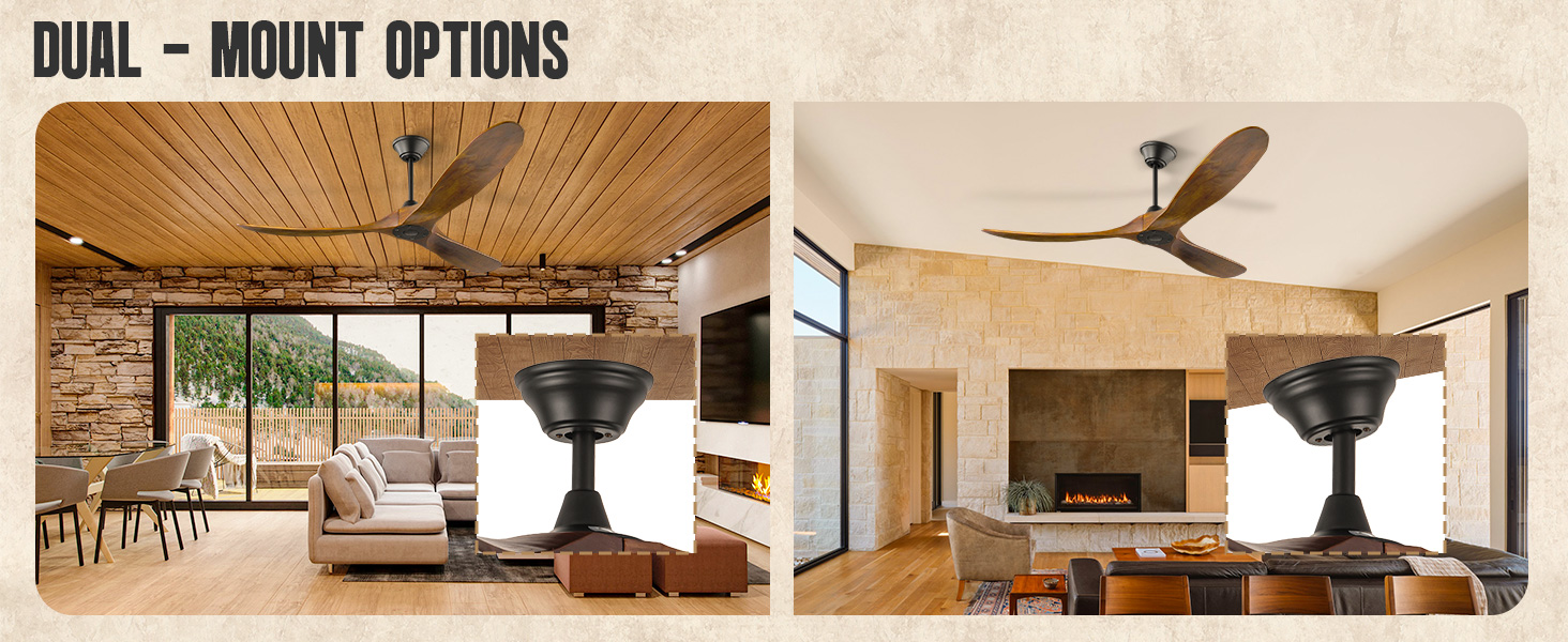 152 см, дерев'яний стельовий вентилятор з дистанційним керуванням, 3 лопаті, DC-двигун, для дому та вулиці, таймер, без освітлення