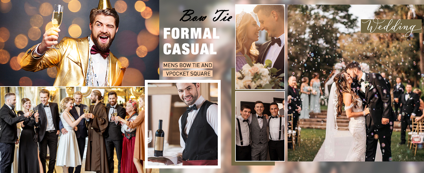 HISDERN Комплект краватка-метелик з кишеньковим хустиком та запонками, з гачком, регульована, вже зав'язана, для весілля, свят, Різдва, Хелловіна, бордовий A1