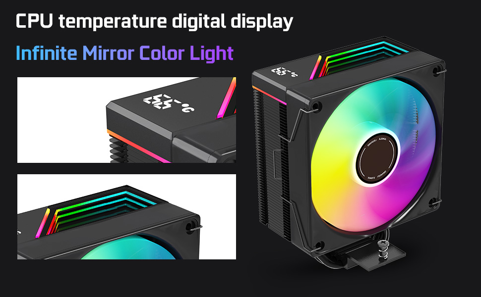 Jungle Leopard KF420 DGT ARGB: Повітряний кулер для CPU з RGB підсвічуванням, 120 мм, тихий PWM вентилятор, сумісний з Intel LGA 1700/1200/115X/1851/1366/2011, AM4/AM5 (чорний)