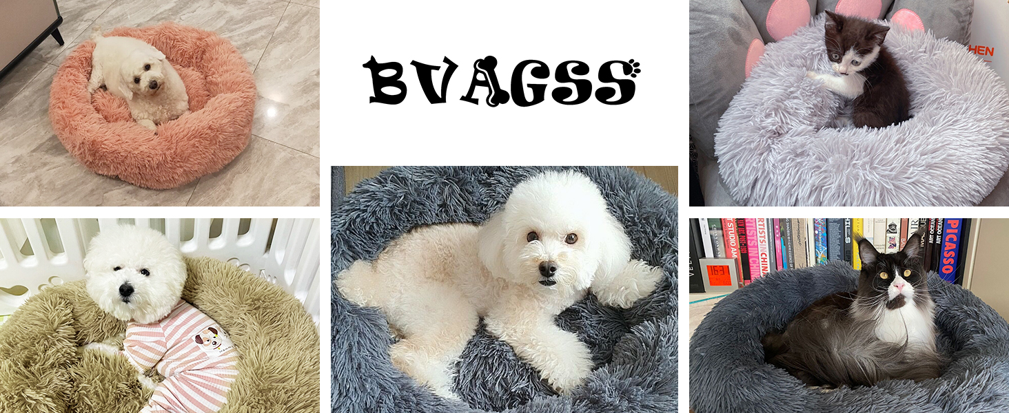 Кругле ліжко для собак та котів BVAGSS, м'яке, плюшеве, діаметр 50 см, блакитне (XH034)