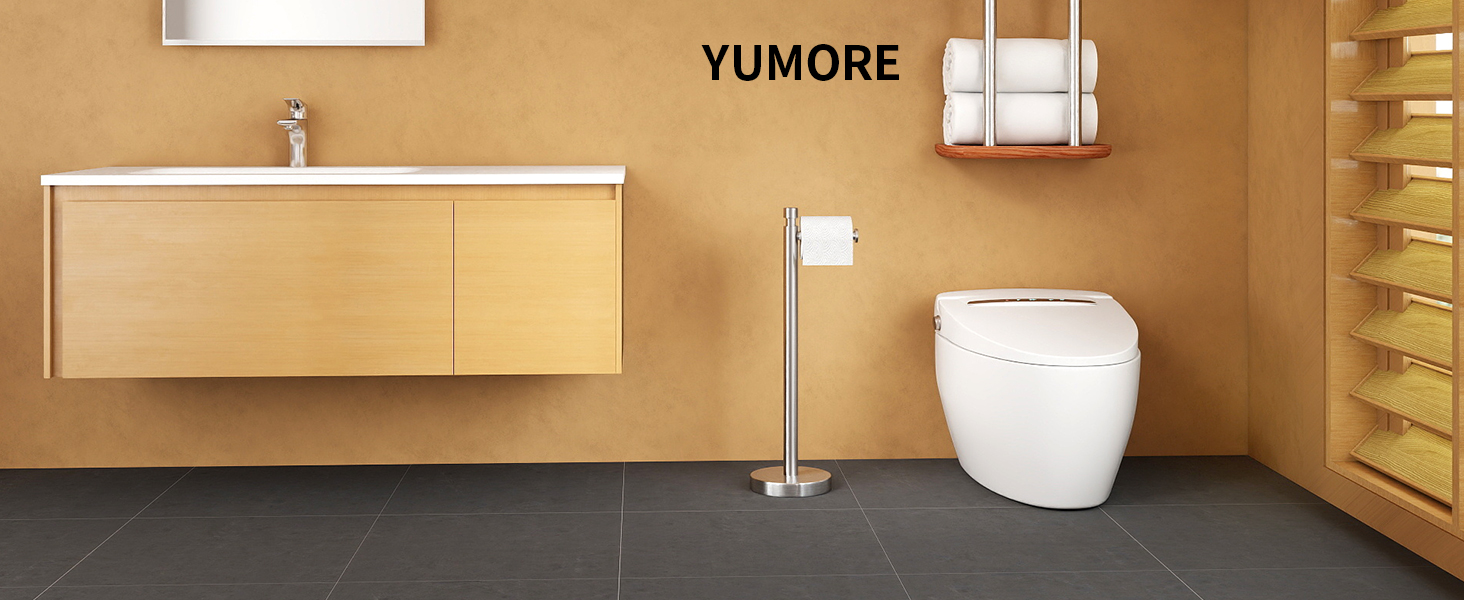 Тримач для туалетного паперу YUMORE підлоговий, стійка підставка з обважненою основою з нержавіючої сталі, класичний стиль, сріблястий
