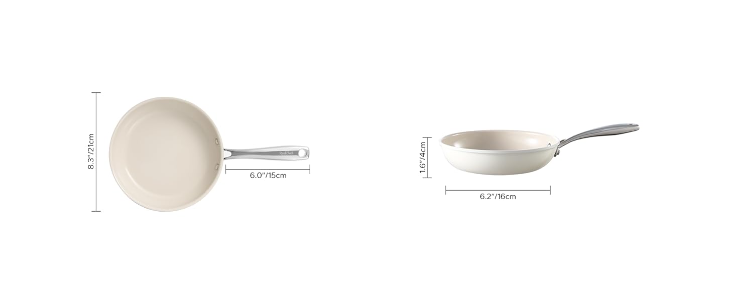 Redchef Ceramic Induction Nonstick Pan Set - 20/24/28cm - PTFE, PFAS, PFOA Free - Compatible with All Cooktops, Oven Safe, Dishwasher Safe