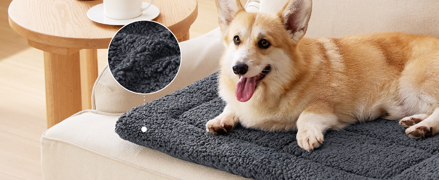 Килимок для собак середніх порід BEDSURE - 89x56 см, сірий, з густою піною та Sherpa-плюшем, легко миється