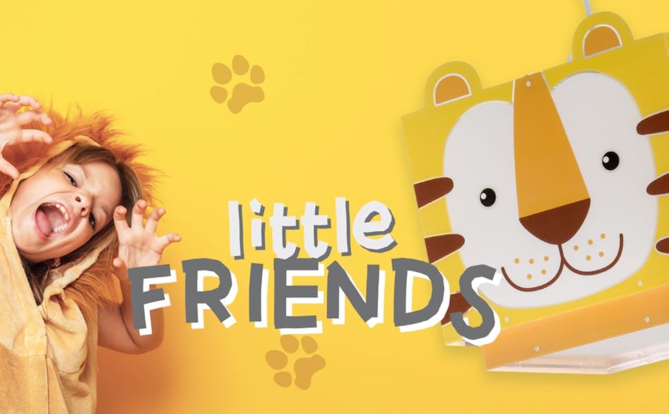 Дитяча підвісна лампа Little Tiger, жовта, E27