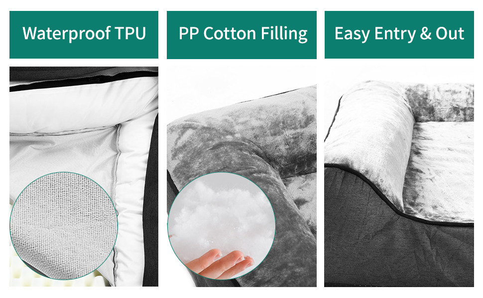 Крісло-ліжко для собак середніх порід YITAHOME, 51x48 см, ортопедичне, знімний чохол, чорне