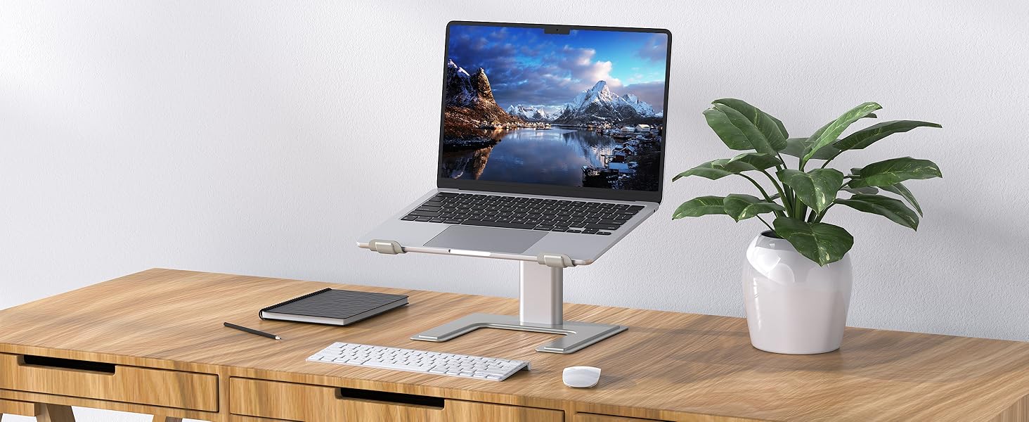 Підставка для ноутбука ALASHI, регульована, ергономічна, металева, чорна, 10-15.6 дюймів