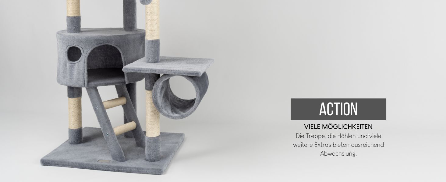 Драбина для котів Lionto XXL з сизалю та плюшу, 230-250 см. Комплектація: іграшкові м'ячики, дзвіночки, гамак, тунель, печери. Підходить для котів будь-якого розміру, сірий колір