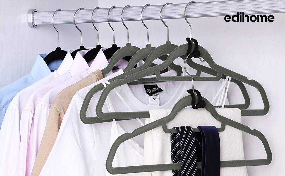 Вішалки для одягу Ediesi, 50 шт., сірі, з м'яким покриттям, для штанів, сорочок, спідниць, костюмів (без кріплення для краваток)