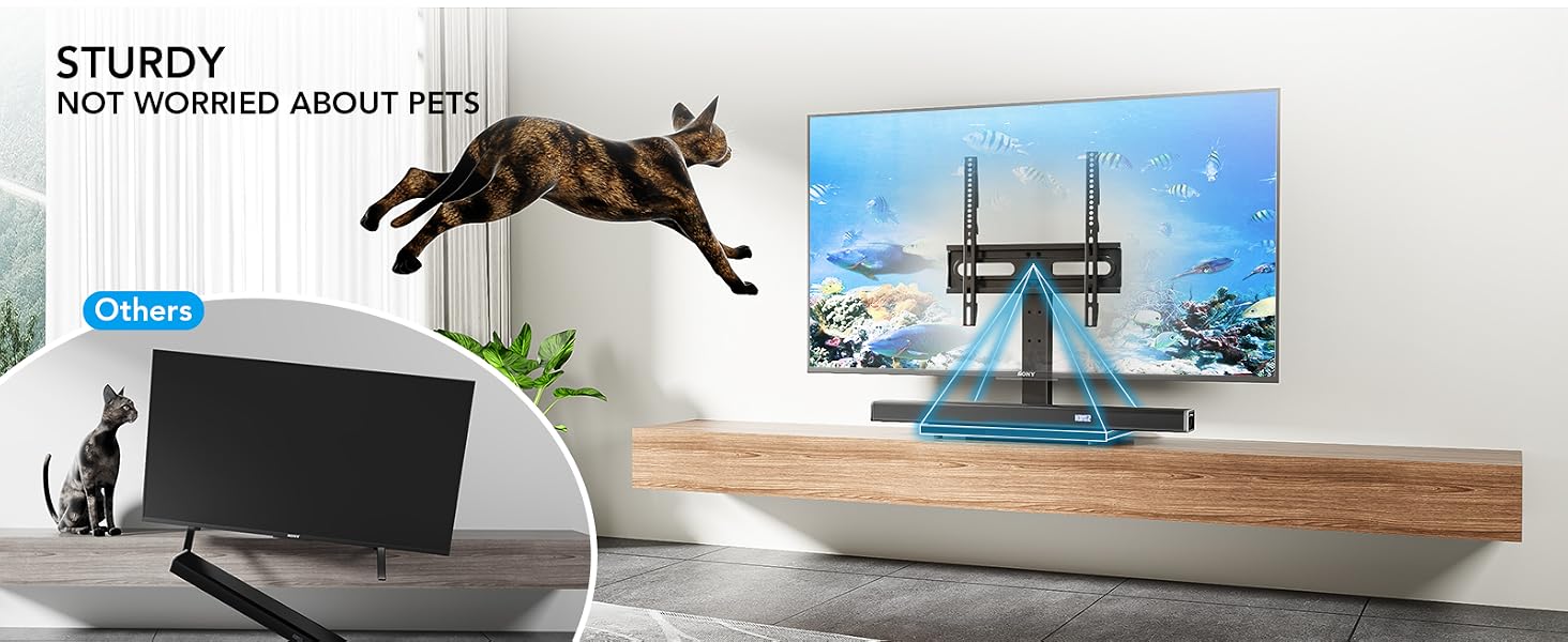 Підставка для телевізора настільна Universal 27-55 дюймів LCD LED з регулюванням висоти та скляною основою VESA 400x400 HT08B-001