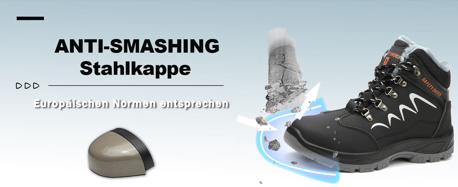 Черевики безпеки зимові чоловічі/жіночі S3, легкі, теплі, з металевим носком, 35-48 (38 EU, чорний)