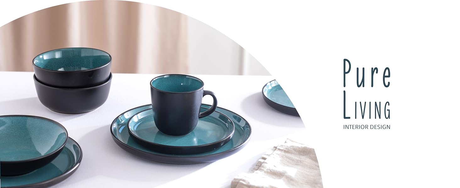 Набір чашок з кераміки Pure Living Ibiza (6 шт.) - Petrol