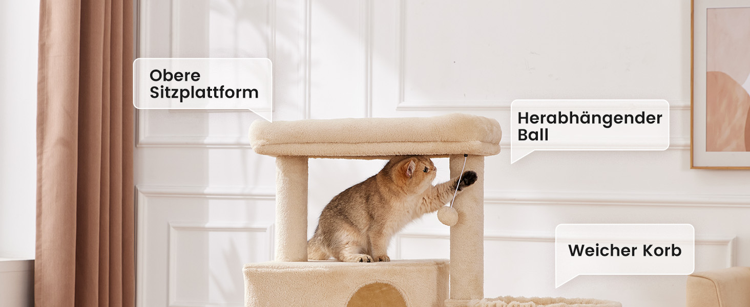 Кігтеточка-кліматична кімната для котів Gardner Pet Katzenbaum, 165 см, бежева