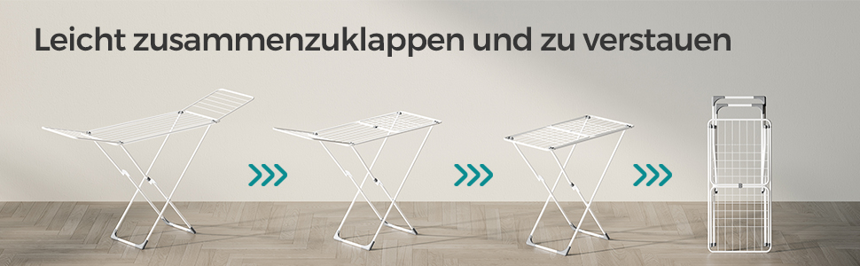 SONGMICS Сушарка для білизни розкладна, підлого типу, біла LLR540W01