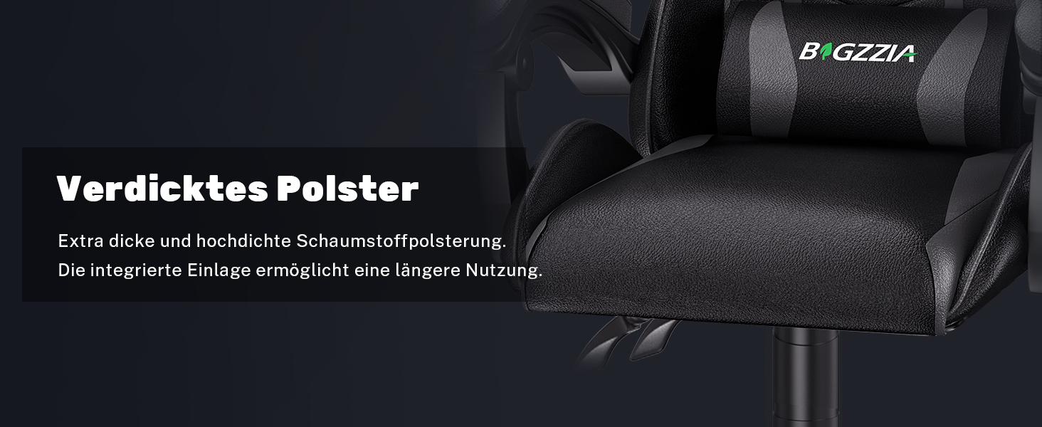 Геймерське крісло Racingreat Ergonomic для PC, підлітків та дорослих. Регульоване, з підголівником, оббите PU-шкірою, темно-сіре