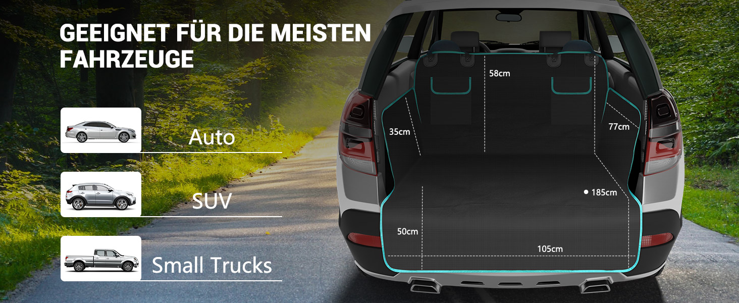 Захист для багажника автомобіля для собак з боковими та захистом краю завантаження, універсальний 185x102 см, 600D, водонепроникний, стійкий до подряпин, килимок для багажника для собак, покривало для автомобіля, SUV, Van (Блакитний)