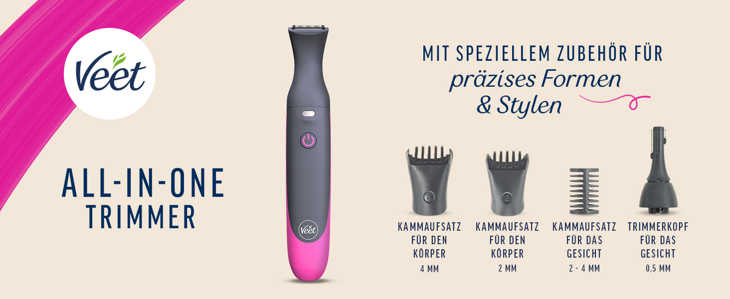 Триммер Veet Expert Intimate All-In-One: для обличчя, брів, інтимної зони та під пахвами - водонепроникний