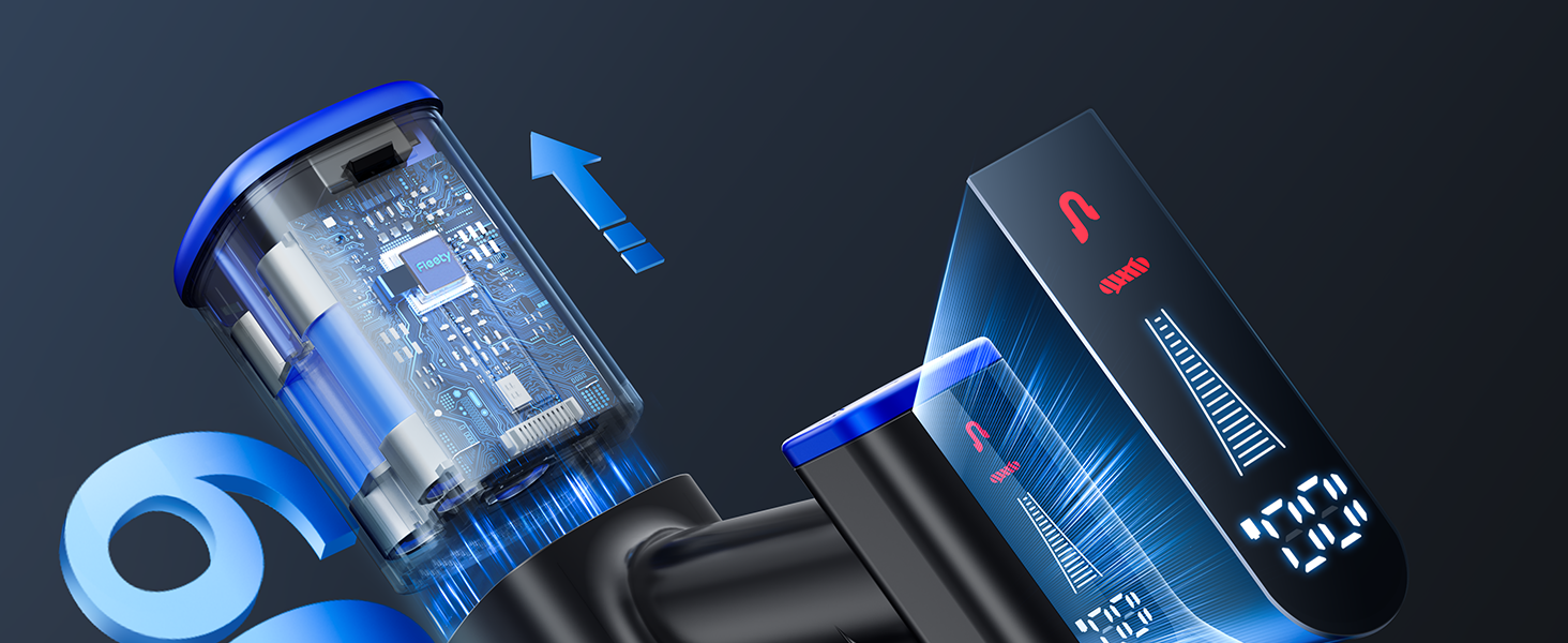 Бездротовий пилосос Fieety 550W з акумулятором, 45000Pa, 60 хвилин роботи, 6-в-1, тихий, з арома-пластиною, для твердих поверхонь, килимів та шерсті тварин