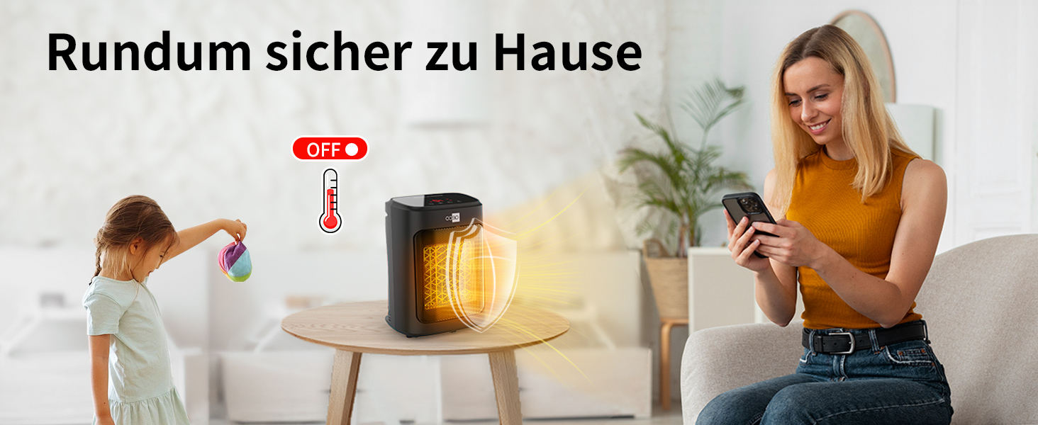 Електричний обігрівач Aeco EcoHeat Boost 58 см з пультом керування, 2000W, LED ECO-режим, таймер 24H, 4 режими, тиха керамічна панель, термостат, захист від перегріву та перекидання