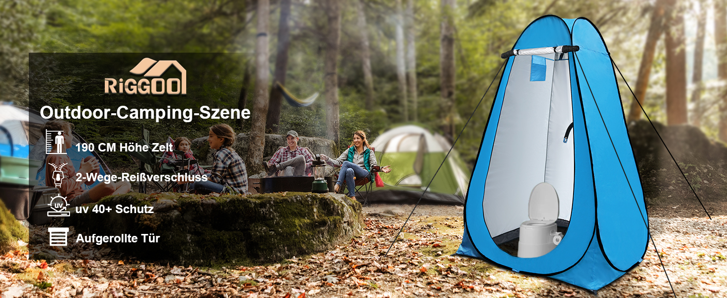 Pop-Up Privacy Tent for Toilet & Changing - Portable Outdoor Shower Tent with Carry Bag (UV 40+) - Green & Blue