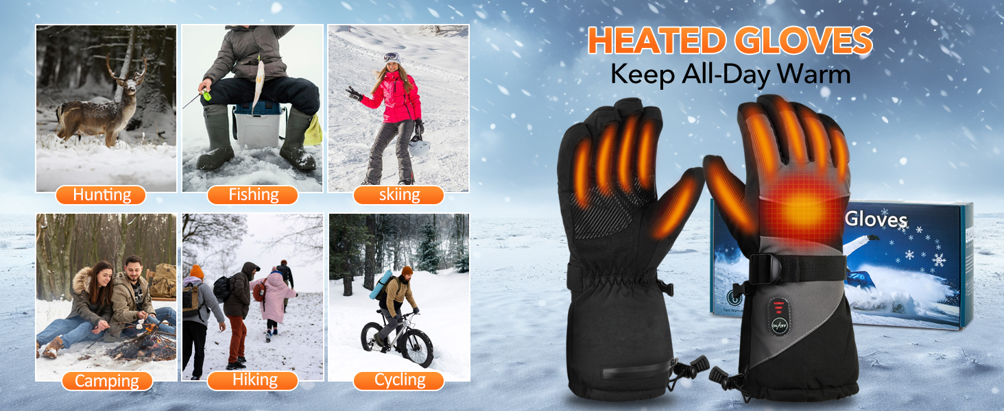 Гріючі рукавички для чоловіків та жінок з акумулятором 5V 5000mAh, 3 режими нагріву, для мотоциклів, велосипедів, катання на лижах