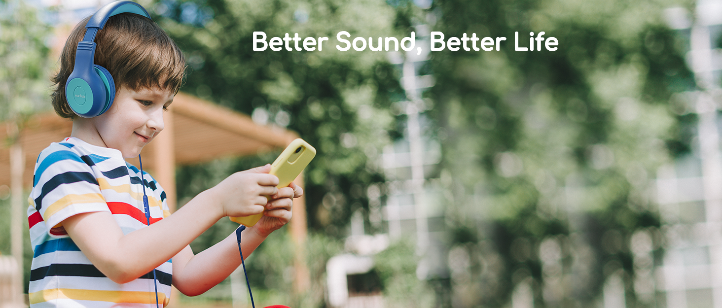Бездротові навушники EarFun для дітей Bluetooth, регулювання гучності 85/94 дБ, Hi-Fi звук, HD-мікрофон, 40 годин роботи акумулятора, складні, регульовані, для школи/подорожей, блакитний