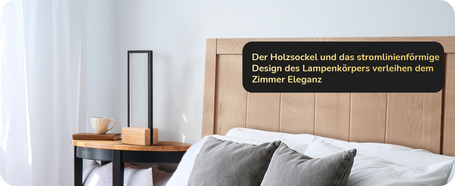 LED настільна лампа EDISHINE з дерева, торкання, регулювання яскравості та функцією пам'яті, 3 колірні температури, 350 люмен, сучасна лампа для вітальні, офісу, подарунок, чорний сучасний стиль