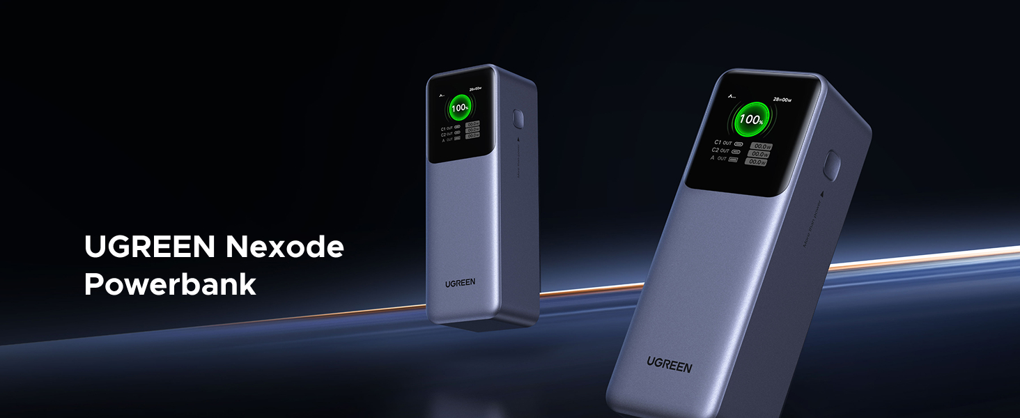 Powerbank UGREEN Nexode 20000mAh 130W з USB-C PD 3.0, цифровим дисплеєм, сумісний з iPhone, Galaxy, MacBook, Dell