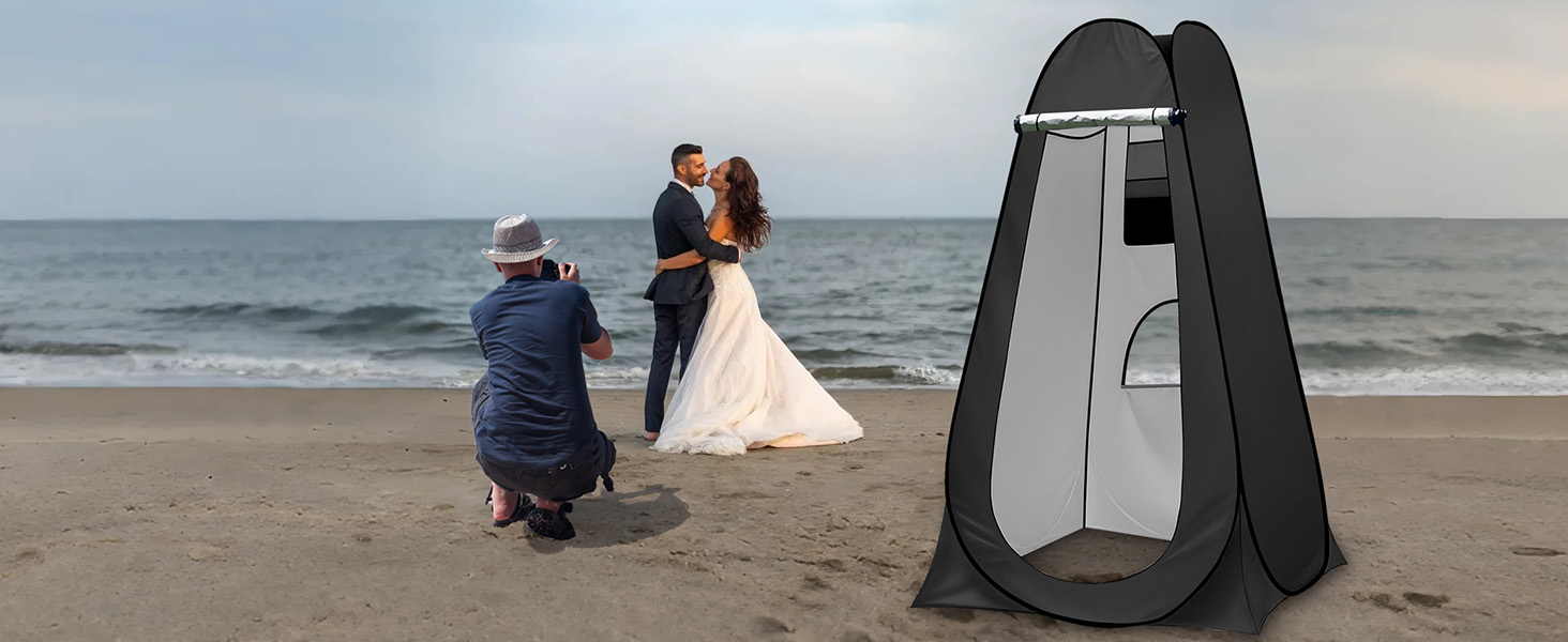 Charmofun Pop Up Shower Tent - Portable Camping Toilet & Changing Tent with UV Protection - Black