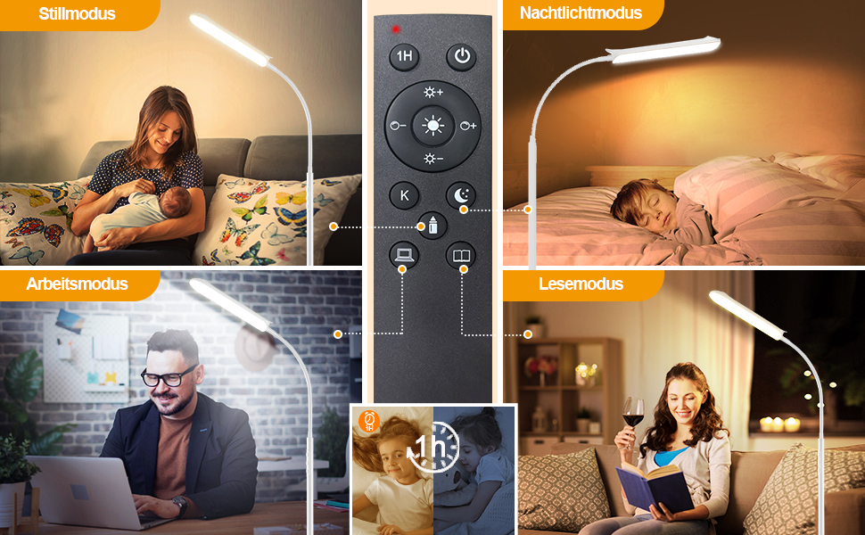 LED-стійка лампа Marctronic для вітальні, димерна, з пультом та сенсорним керуванням, 18W, 1800LM, сучасний дизайн, для офісу, спальні, біла