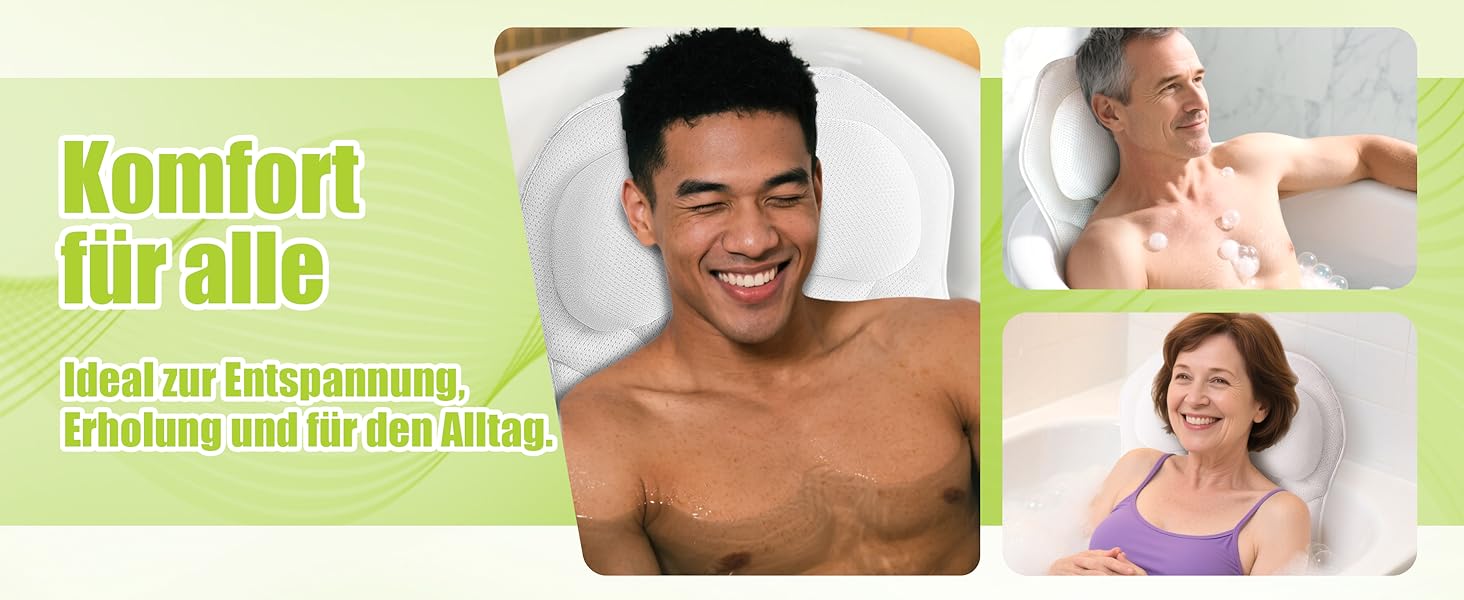 Подушка для ванни Vollkörper для тіла, спини, голови та шиї. Швидковисихаюча біла подушка для ванни – комфортне купання.