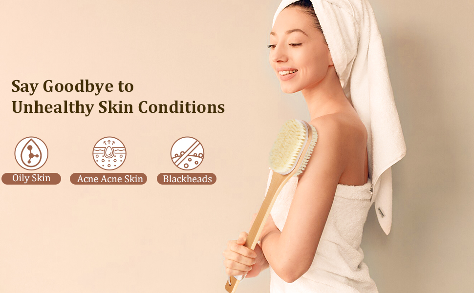 Щітка для спини Trockenbürste, масажна щітка для тіла, суха щітка для лімфодренажу, душова щітка, скрабер для тіла