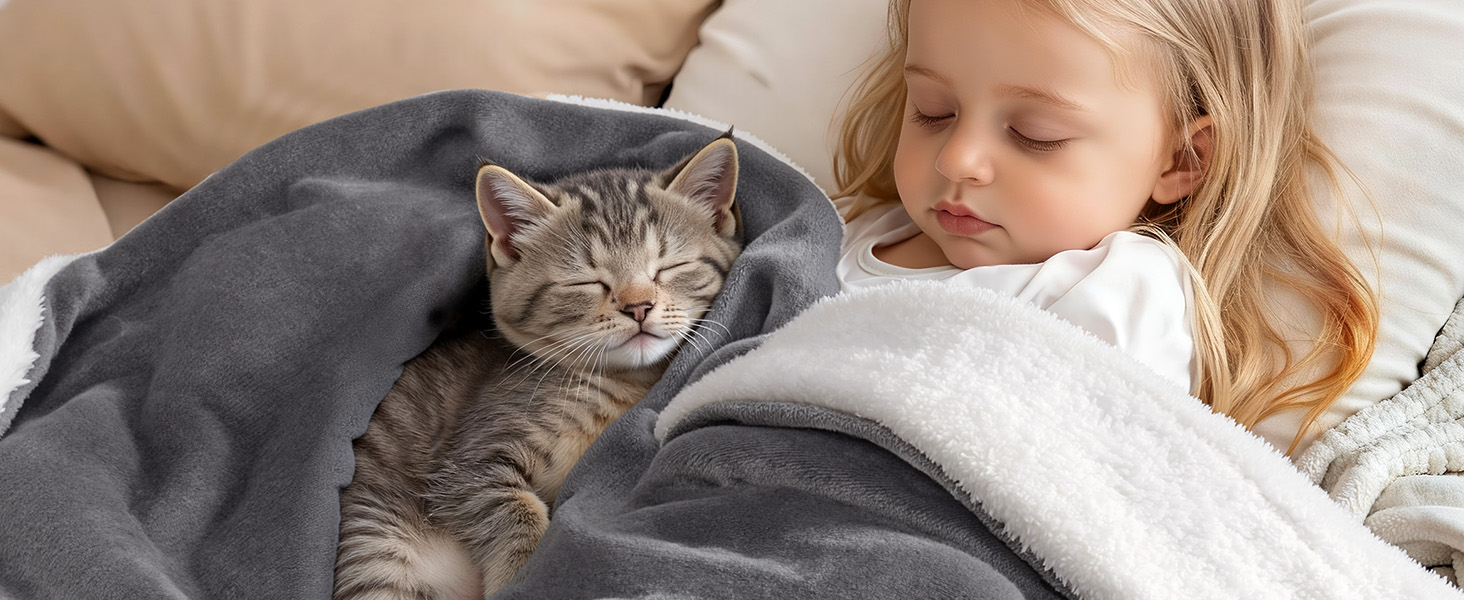 Плед KANKAEU теплий та м'який, 160x200 см, фланель та шерпа, для дивана/ліжка, зимовий, машинне прання (Антрацит)