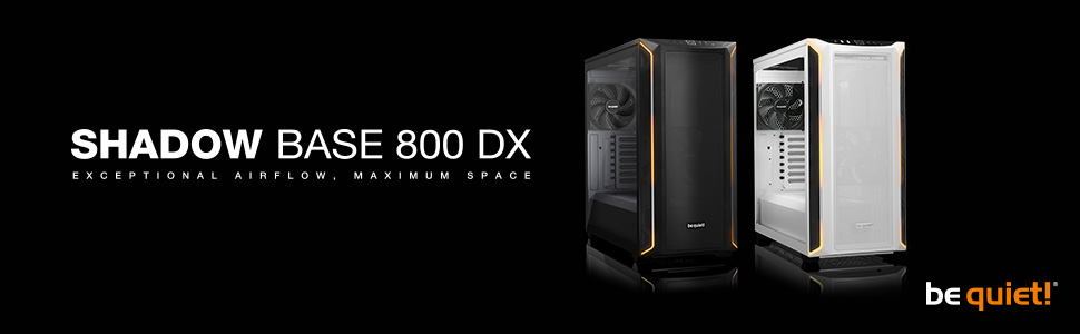 Корпус для ПК be quiet! Shadow Base 800 DX (чорний), вентилятори Pure Wings 3 140mm PWM, USB 3.2 Gen 2 Type-C, підтримка E-ATX, радіатори до 420мм, загартоване скло