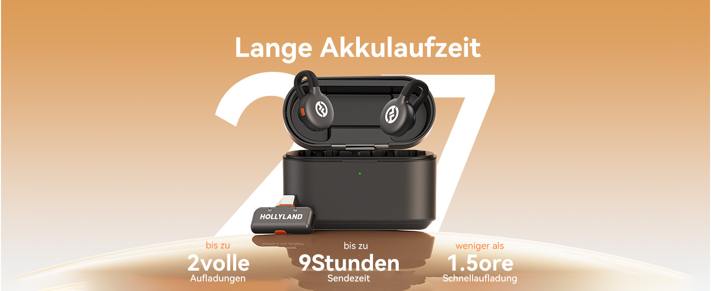 Hollyland Lark M2S Бездротовий мікрофон-лапка з USB-C для iPhone 15/16 та Android, кліпса з титану, Plug-and-Play, шумозаглушення, радіус дії 300 м, 27 годин роботи від акумулятора (2TX+1RX+зарядний пристрій) Чорний