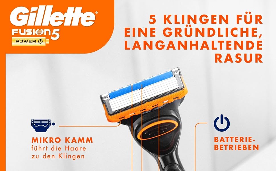 Бритва Gillette Fusion 5 Power для чоловіків, електрична станок для вологого гоління, метал, чорний