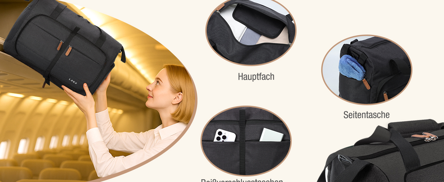 Чорна дорожня сумка Lekesky 30L: Easyjet, Weekender, спортивна, з відділенням для взуття, водонепроникна