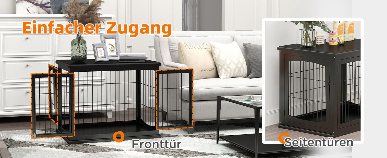 Клітка для собак PawHut, собача будка з 2 входами, замикається, для маленьких собак, 58,5 x 81 x 66 см (Чорний)