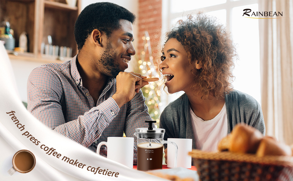 Френч-прес RAINBEAN 350 мл: нержавіюча сталь, скло, для приготування кави