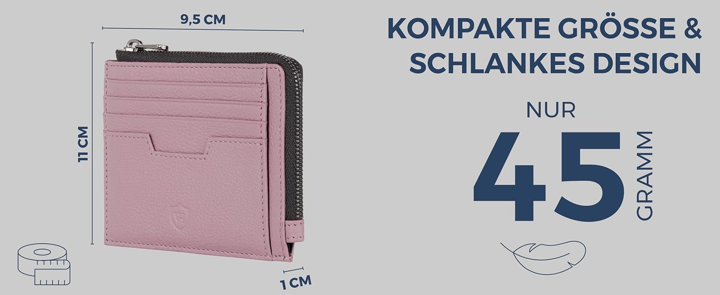 Шкіряний RFID картхолдер VON HEESEN з натуральної шкіри наппа, портмоне для кредитних карток на 9 відділень, унісекс (Коньяк/Лаванда)