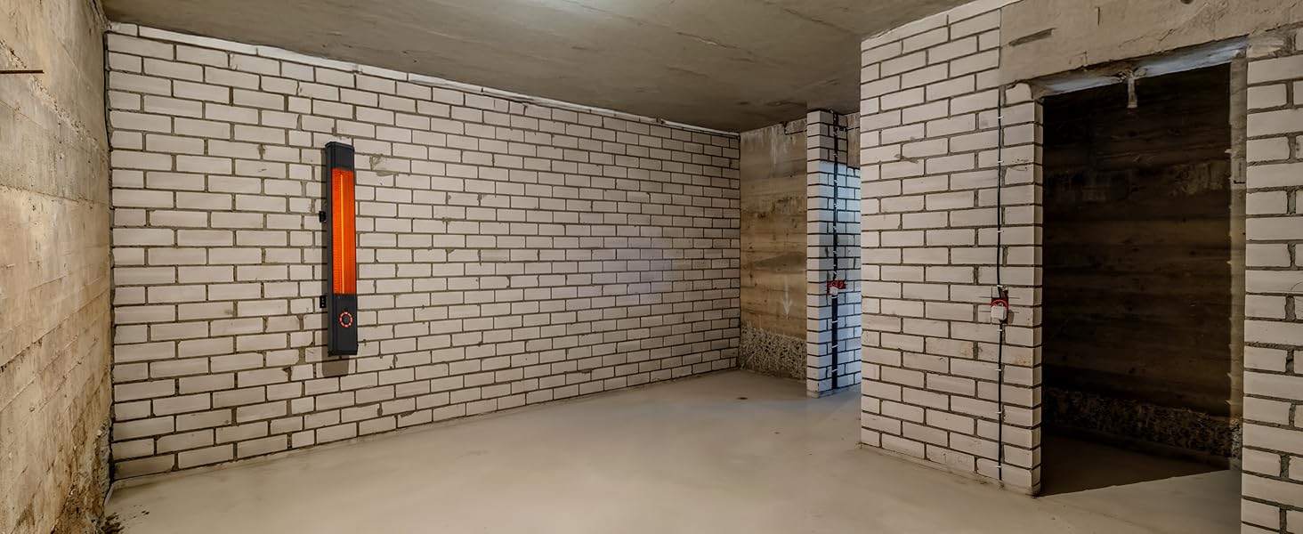 Інфрачервовий обігрівач Climative 2500W – електричний обігрівач з 9 рівнями, IP65 для тераси та приміщення, настінний, з пультом та таймером, чорний