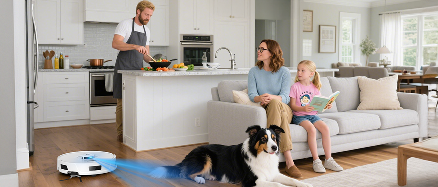 Робот-пилосос Redkey R11 з функцією миття, 20000Pa, док-станція 4L, захист від намотування волосся, LiDAR навігація, керування через додаток, для килима та шерсті тварин, білий