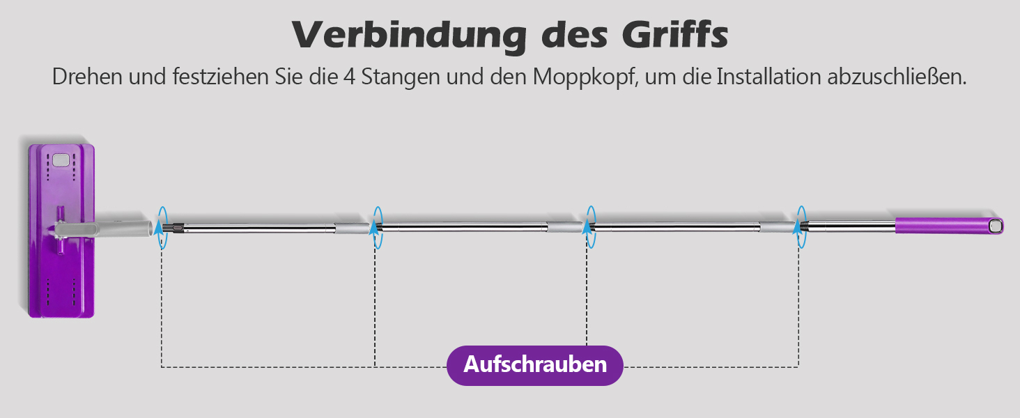 Набір для миття підлоги MASTERTOP з відром, моп з нержавіючою ручкою та 3 насадками, 2 в 1 набір відра та мопа, плоский моп з функцією віджиму для твердої підлоги, ламінату, плитки (Бежевий) (Набір для миття підлоги з відром: Фіолетовий)