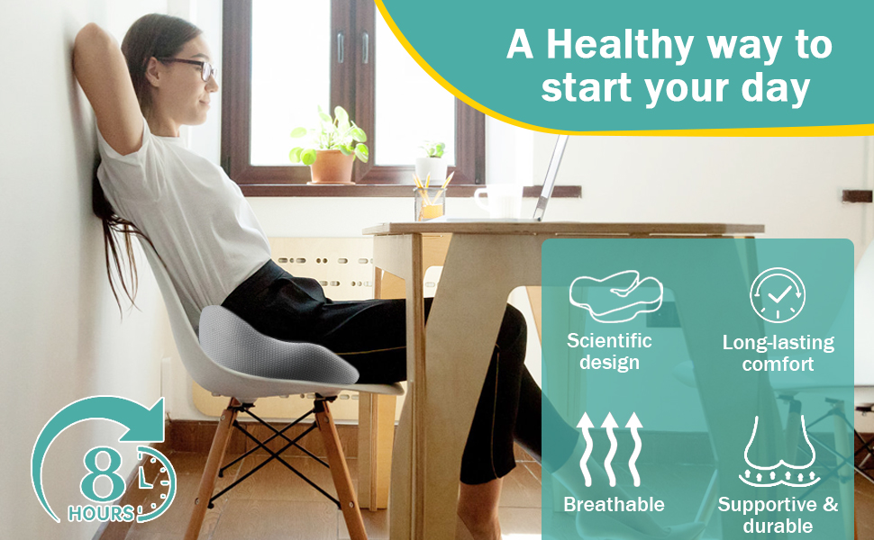 Подушка для сидіння з піною з пам'яті, ергономічна ортопедична подушка для офісного крісла, подушка для сидіння з піною з пам'яті, подушка для куприка з регульованою шириною для офісу/автомобіля, знімає біль в сідниці (темно-сірий)