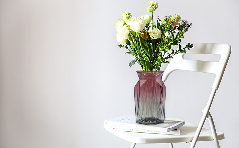 Скляна ваза OFFIDIX з градієнтом кольорів, багатокольорова, геометричний дизайн, для квітів, декору, весіль, свят, офісу або дому