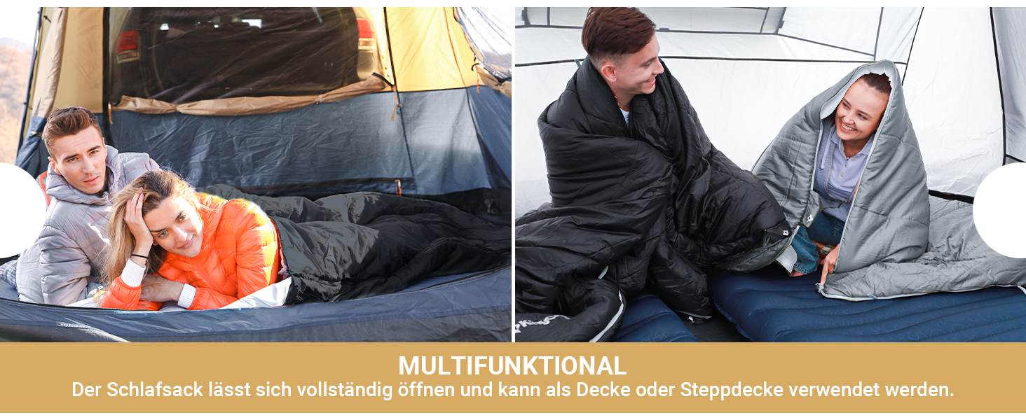KingCamp Double Sleeping Bag - Winter Adult Sleeping Bag for 2 People with Carry Bag - Black