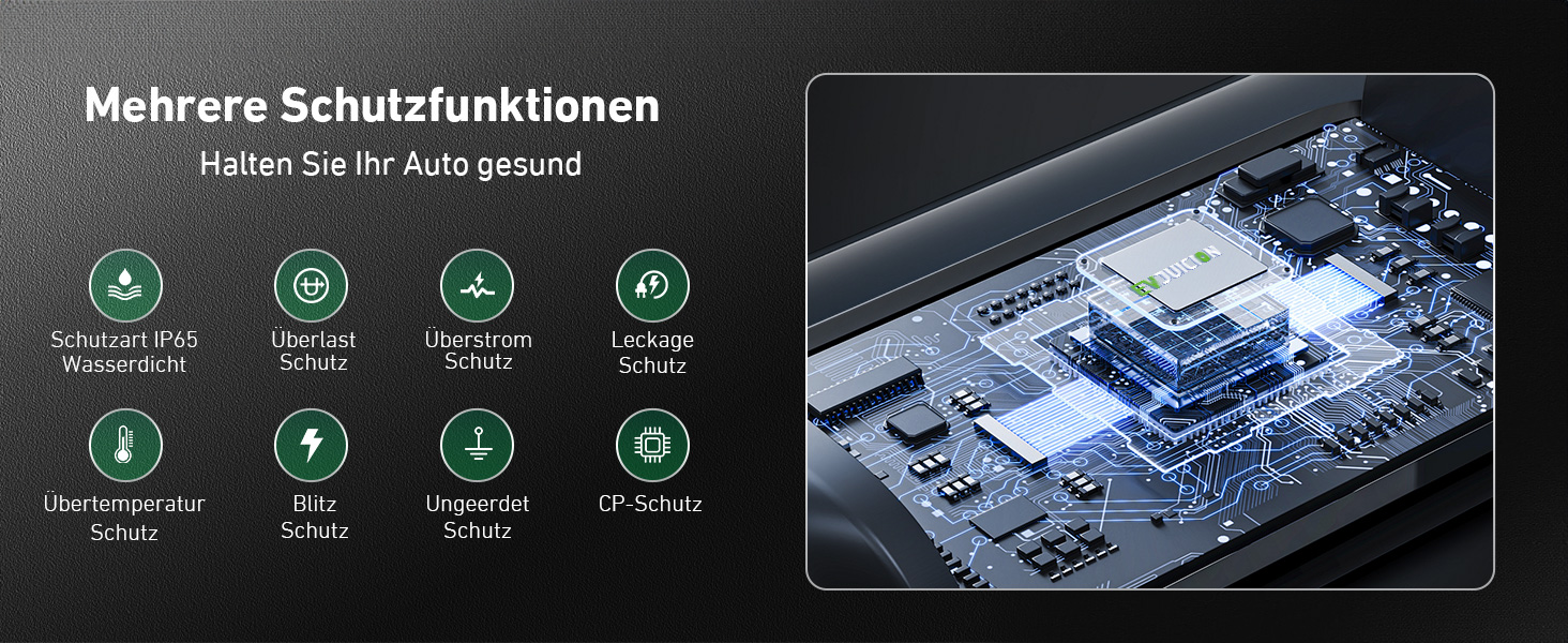 Кабель для електромобіля Evjuicion Typ 2 Schuko, 3.68kW, 6м, 16A, IP67, чорний. Зарядний кабель для ID.3/4, X1, 5ER, Model Y/3 та інших електромобілів