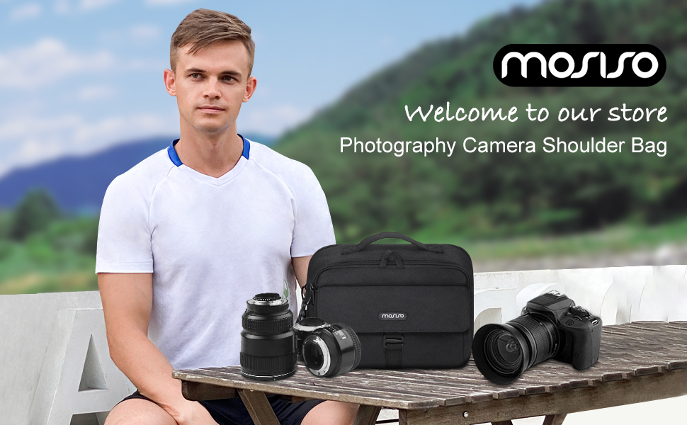Сумка на плічо MOSISO для камери: DSLR, SLR, беззеркальна, з підкладкою та захистом від дощу. Сумісна з Canon, Nikon, Sony. Чорний колір.